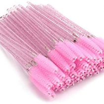 ATOMUS 100 Pack Mascara Wands Disposable Eyelash Mascara Eyebrow Brushes Applicator 6 Colors Makeup Cosmetic Brush with Crystal Handle for Eyelash Extensions Mascara Use (100pcs Pink)