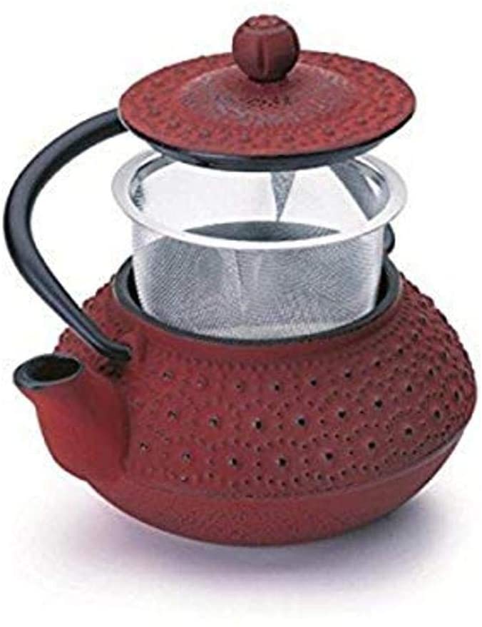 IBILI Cast Iron Hanoi Teapot, 0.3 Litres, Enamel Interior, Induction Safe, Red/Black, 18 x 18 x 10 cm