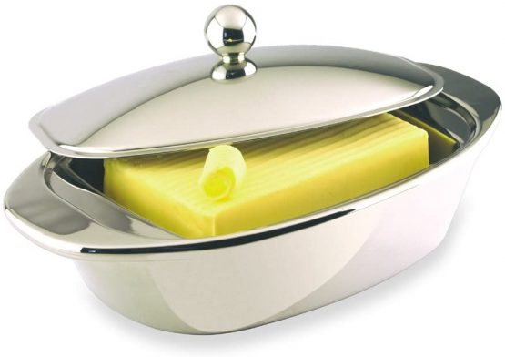 Grunwerg BD-001DW Double Wall Butter Dish, Stainless Steel