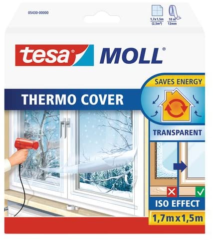 tesamoll Thermo Cover Window Insulating Film, Transparent Insulating Foil for Thermal Insulation of Windows