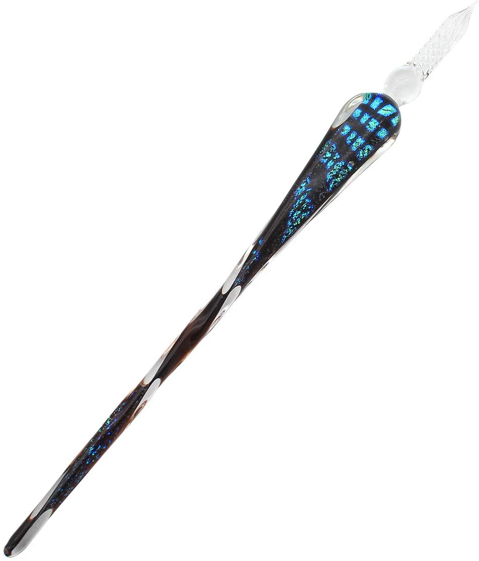 Xiaoyu Glass Dip Pen Vintage Handmade Glass Signature Pen Starry Sky Crystal Dip Sign Pen Gift Calligraphy Pen - G - Image 4