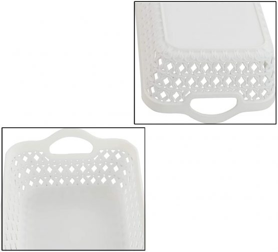 Hokky Plastic Mini Storage Basket, 12-Pack White Baskets Tray - Image 2