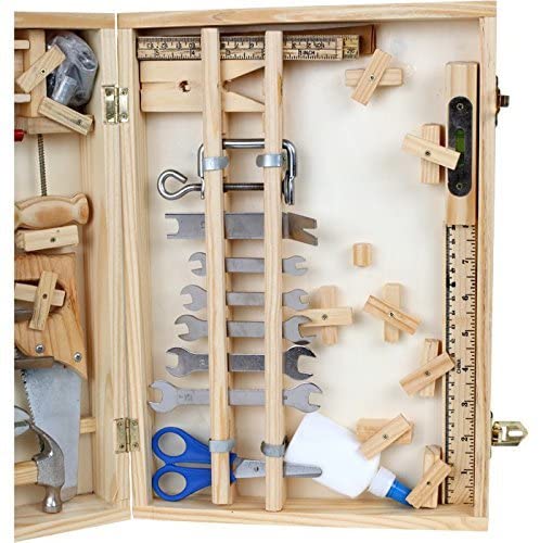 small foot 2241 childrens play Tool case "Deluxe" made of wood, with accessories, like hammer, saw, plane etc., 48 pcs - Image 3