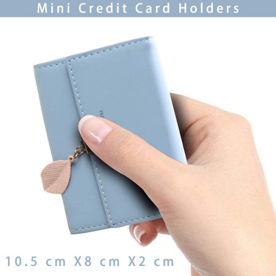 Credit Card Holders Women SAMKING Ladies Leather Vintage Credit Card Wallet RFID Blocking Zipper Coin Purse for Girl (Blue 2) - Image 2