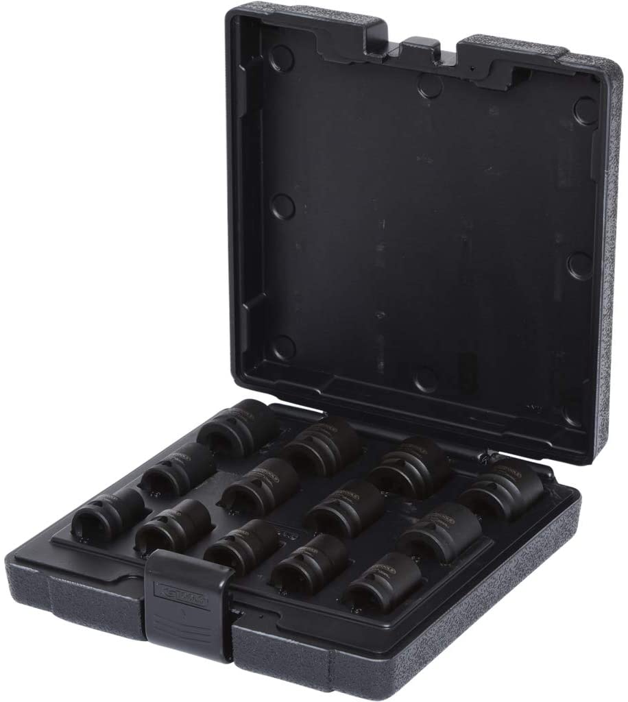 KS Tools 515.0900 Impact Socket Set Bihex (13 Pieces) 1/2-inch 10-24mm, Clear