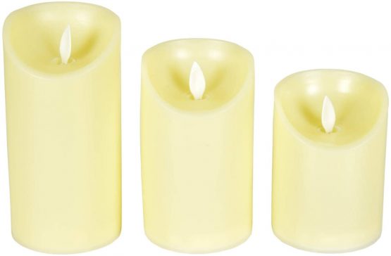 Lyyt Dancing Flame LED Candles with Wireless Remote | Set of 3, Yellow, Medium