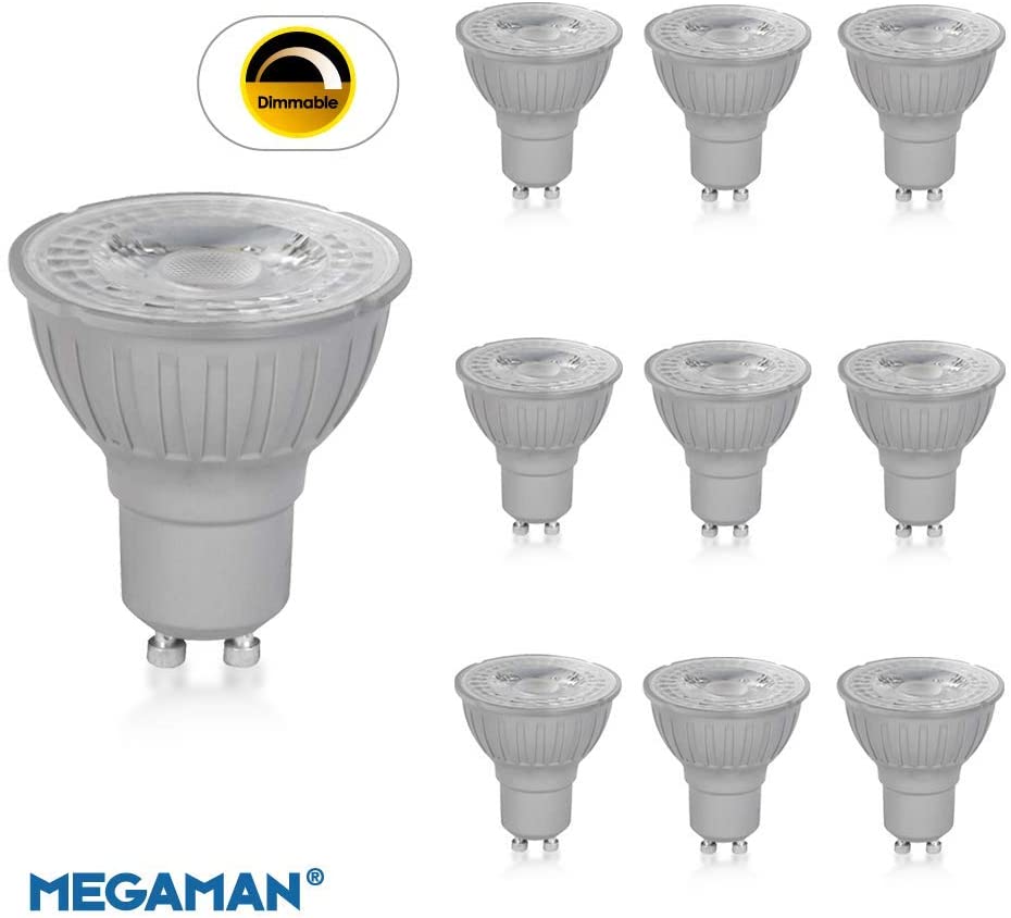 Megaman Gu10 Reflector Dimmable Led Lamp, 5 Watt, 4000K Colour Temperature, Cool White 10 Packs, Cool White 4000k, 10 Count (Pack of 1)