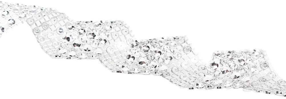 Wowot Silver Rhinestone Ribbon with 4 Rows for Wedding Birthday Craft Projects Decoration, 9 metres, metallic silver - Image 4