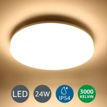 LE 24W LED Ceiling Light, Waterproof IP54, Warm White 3000K, 200W Incandescent Bulb Equivalent, 2400lm Flush Mount Lighting Fitting for Bathroom, Bedroom, Kitchen, Hallway and More Ø33cm
