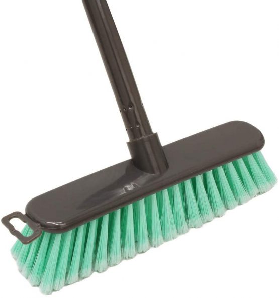 JVL Lightweight Indoor Angled Soft Bristle Sweeping Brush Broom, Turquoise/Grey, - Image 2