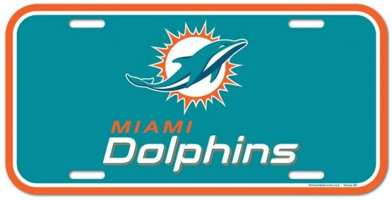 NFL Miami Dolphins License Plate, Team Color, One Size by WinCraft