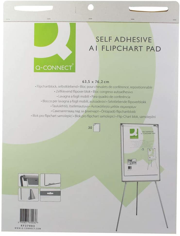 Q-Connect Self-Adhesive Flipchart Pad A1 30 Sheet (Pack of 2), White - Image 2