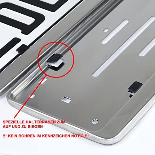 2x Number Plate Holder for Car, License Plate Holder, stainless steel, for UK Registration Plates, 520 x 110 mm, 8 Screws - Image 3