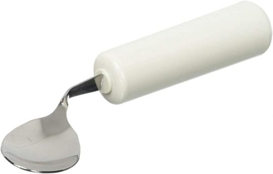 Homecraft Queens Cutlery, Right Handed Spoon, Angled (Eligible for VAT relief in the UK) Stainless Steel Adaptive Dining Utensil for Elderly, Disabled, Handicapped, Large Built-Up Handle for Good Grip