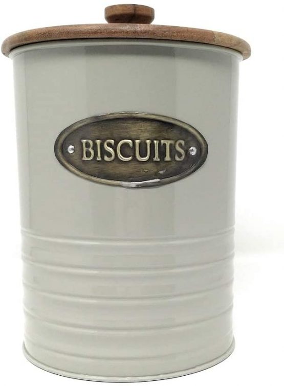 Sifcon PLC Biscuit Tin with Wooden Lid Grey Sage