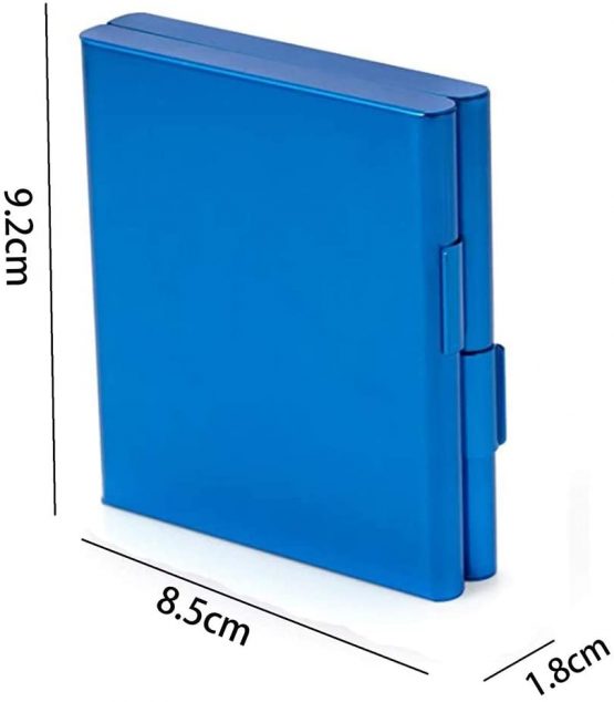 Aluminum Cigarette Case,Metal Cigarette Case Box Holds 20 Cigarettes,Folio Cigarette Case/Cigarette Case Holder/Tobacco Pocket Box Storage Case(Gold,Blue),2 Pack - Image 2
