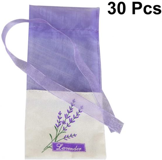 VOSAREA 30pcs Dried Lavender Sachets Small Purple Sachets Craft Bags Sachet Empty Bags Gift Bags (Light Purple) - Image 2
