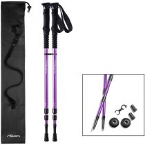 Pair of Trekrite Women's 3 Section Collapsible Telescopic Antishock Trekking/ Hiking/ Walking Poles, EVA Foam Handles with Adjustable Padded Strap for Camping, Backpacking, Mountaineering - Purple or Teal