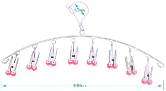Qinglele 2Pack Drying Hanger, Stainless Steel Drying Rack, Drip Hanger With 8 Pegs for Underwear Socks Bra Panty Gloves, Windproof, Quickly Remove Clothes from Hanger (Red) - Image 3