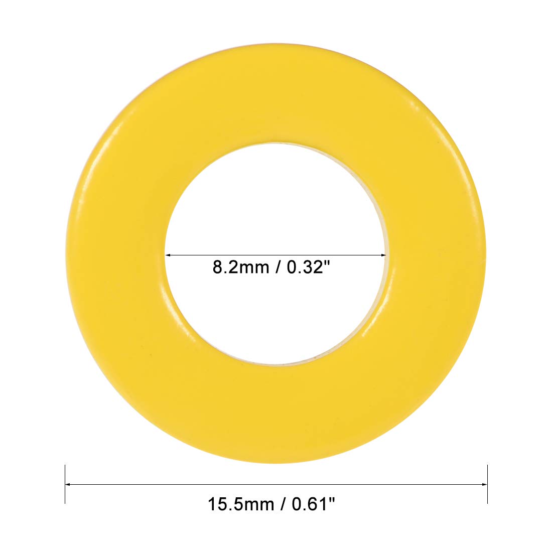 sourcing map Toroid Core, Ferrite Chokes Ring Iron Powder Inductor Ferrite Rings, Yellow White 13pcs, 8.2 x 15.5 x 6.2mm - Image 3