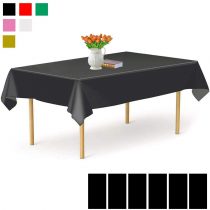 JINLE 6 Pack Disposable Tablecloths Plastic Rectangle Table Covers 54 x 108 Inch Table Cloths for Indoor or Outdoor Parties Birthdays Weddings Picnics (Gold)