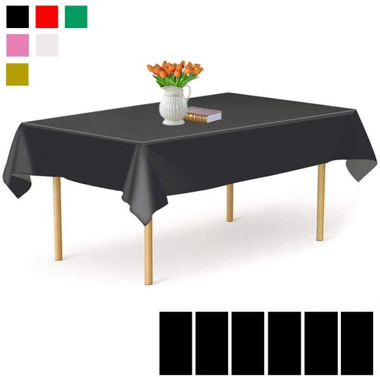 JINLE 6 Pack Disposable Tablecloths Plastic Rectangle Table Covers 54 x 108 Inch Table Cloths for Indoor or Outdoor Parties Birthdays Weddings Picnics (Gold)