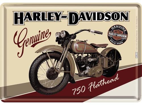 Nostalgic Arts - Harley Davidson Motorcycles - 750 Flathead Metal Postcard Sign, Mini-Blechschild als Grußkarte