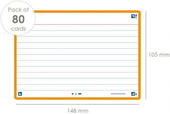 Flash Cards by Oxford, Ruled with Orange Frame,Double-Sided, A6, Pack of 80 Cards - Image 2
