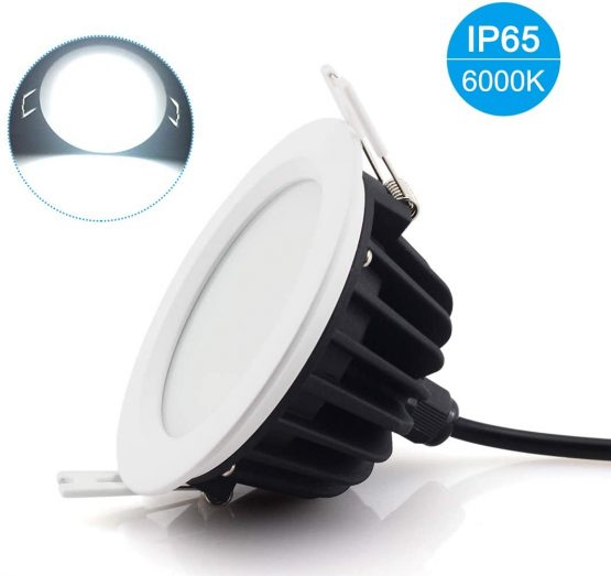 9W LED Downlight Recessed Ceiling Light, Round Panel Lamp - Waterproof IP65 for Bathroom Bedroom Kitchen Lighting (3000K, AC220-240V,1 Pack)