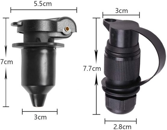 ETUKER 3 Pin Trailer Plug and Trailer Socket, 12V 3 Pinwaterproof Trailer Plug and Socket Connectors for Caravan/Truck/Boat/RV/Cars/Tractor/Trailer Accessories (New 2 mount point) - Image 2