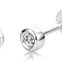 Miore 9 kt (375) White Gold Stud Earrings with 0.10 ct Diamond for Women, 3.5mm