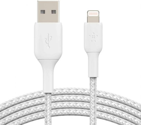 Belkin Braided Lightning Cable (Boost Charge Lightning to USB Cable for iPhone, iPad, AirPods) MFi-Certified iPhone Charging Cable, Braided Lightning Cable (1m, White) ,CAA002bt1MWH - Image 3