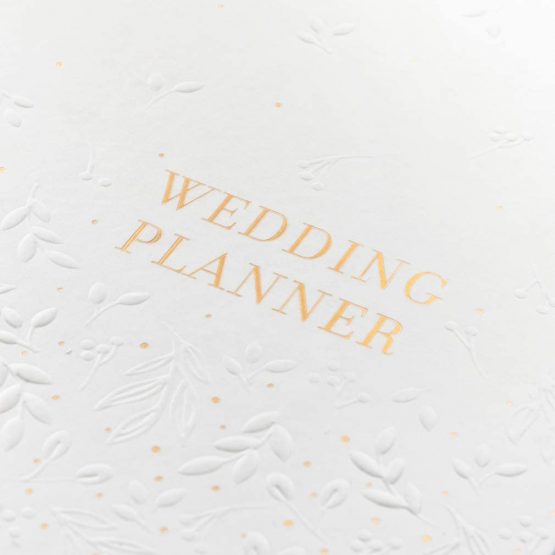 Busy B Wedding Planner - Beautiful white & gold spiral-bound wedding organiser with 6 tabbed sections and storage pockets. Perfect engagement gift. - Image 2
