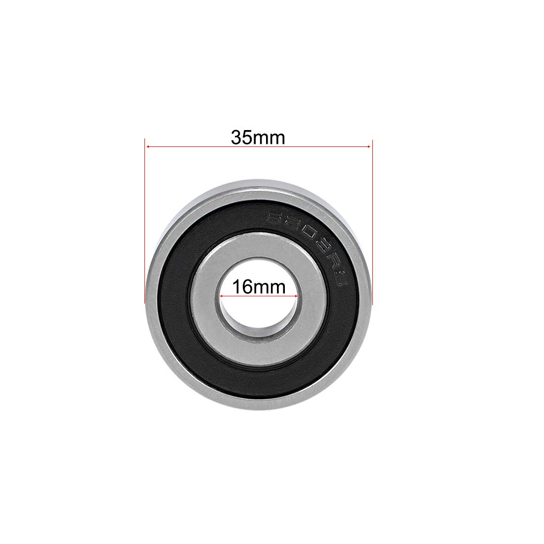 sourcing map 6202-16-2RS Deep Groove Ball Bearings 16mm Inner Dia 35mm OD 11mm Bore Double Sealed Chrome Steel Z2 4pcs - Image 4
