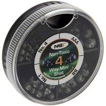 NGT 4 Way Dispenser - Non Toxic Fishing Split Shot - AAA, BB, 4,6