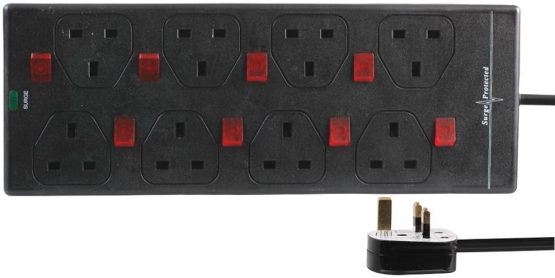 premier farnell uk Extension Lead 8G Surge Switched Black 5M