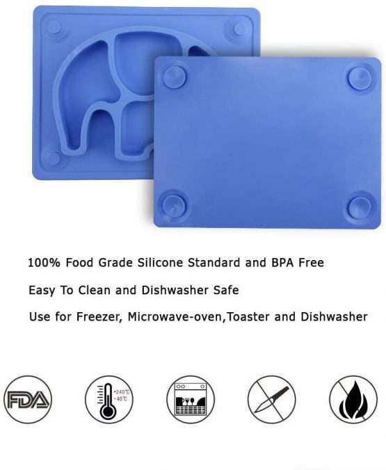 Kids Plates Baby Suction Placemat - SILIVO Non Slip Silicone Toddlers Placemat with Suction Cups for Babies, Kids and Children - (10"x7.8"x1.1") - Image 4