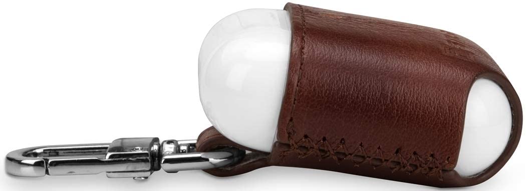 StilGut Leather Case for Apple AirPods 2. Generation, AirPods 2 Case with Carabiner, Cognac Brown, Cognac - with carabiner - Image 3