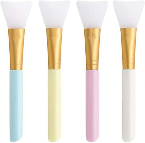 BESLIME Mask Brush, Cosmetic Mask Brush, Silicone Beauty Mask Brush, Beauty Tool for Facial Mud Application, 4 Pieces (Pink+White+Blue+Yellow) - Image 2
