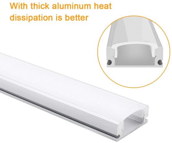 Chesbung 10 Pack 1Meter/3.3ft U-Shape Led Aluminum Channel, Led Aluminum Profile with Cover. LED Channels and Diffusers with End Caps and Mounting Clips for Flex/Hard LED Strip Light - Image 3