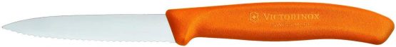 Victorinox 8 cm Pointed Tip/ Serrated Edge Blister Packed Paring Knife, Pack of 2, Orange