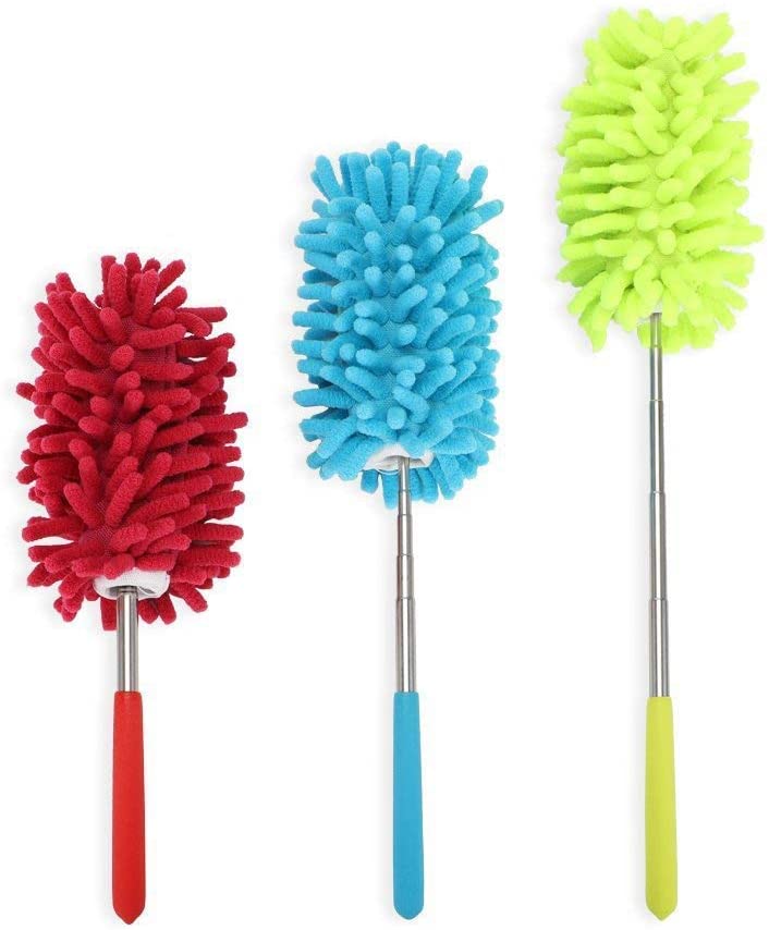 KissDate Microfiber Extendable Hand Dusters Washable Dusting Brush with Telescoping Pole for Cleaning Car Computer
