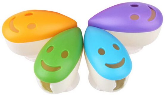 ROSENICE Set of 4 Suction Cup Toothbrush Head Covers for Travel and Bathroom Use