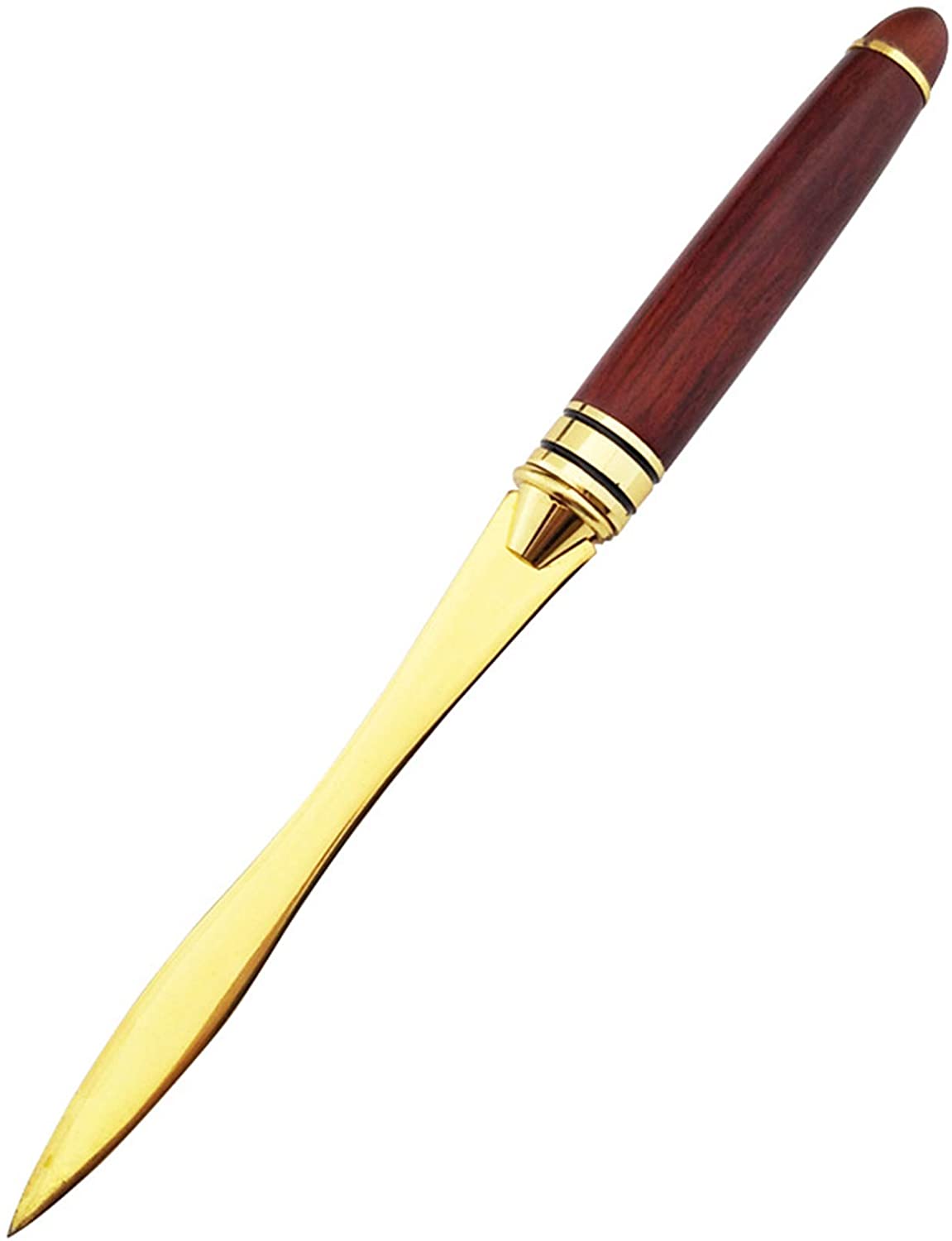 CaLeQi Handle Letter Opener knife Stainless Steel Knife Split File Envelopes Stationery Handle Portable Envelope Opener for School Home Work Uses (Mahogany gold letter opener)