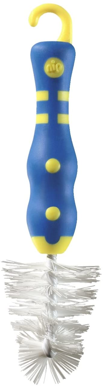 Nip Teat Brush with a Non-Slip Handle, Blau, Gelb