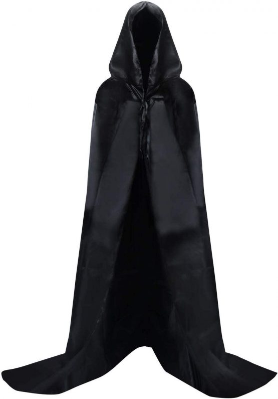 byou Halloween Cape,Hooded Cloak Black Unisex Full Length Robe Cape for Halloween Cosplay Party Costume Christmas - Image 4