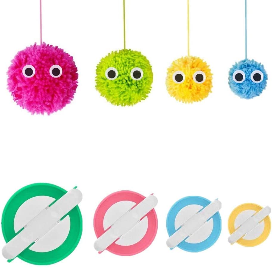 Pom Pom Maker, 4 Sizes Pompom Maker Tool Set for Fluff Ball Weave DIY Wool Yarn Knitting Craft Project for Knitting Lover (4)