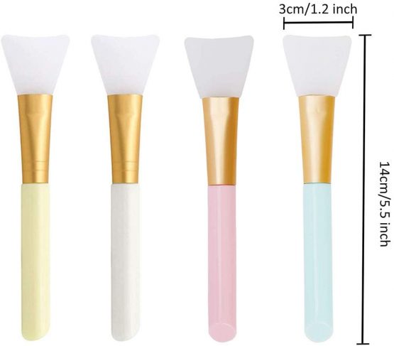 BESLIME Mask Brush, Cosmetic Mask Brush, Silicone Beauty Mask Brush, Beauty Tool for Facial Mud Application, 4 Pieces (Pink+White+Blue+Yellow) - Image 3