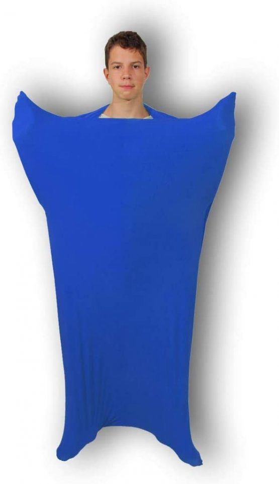 Sensory Owl Full Body Sock - Strong Stretchy Lycra Sack Sensory Blankets for Teens, Adults - Calming Cocoon - Exercise, Deep Pressure, Play Therapy Equipment - Blue XXL, 150cm Long, For 16+ Years Old