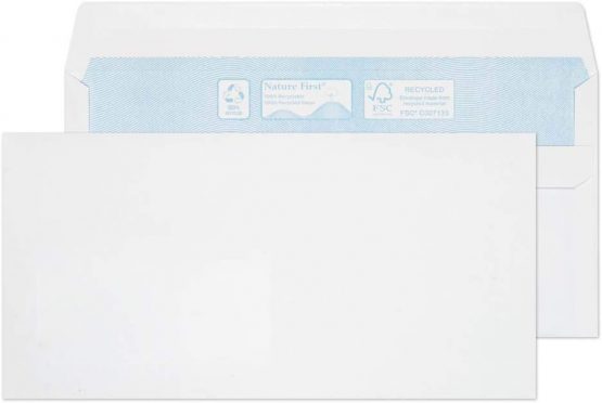 Blake Purely Environmental DL 110 x 220 mm 90 gsm Nature First Recycled Wallet Self Seal Envelopes (RN17882) White - Pack of 1000
